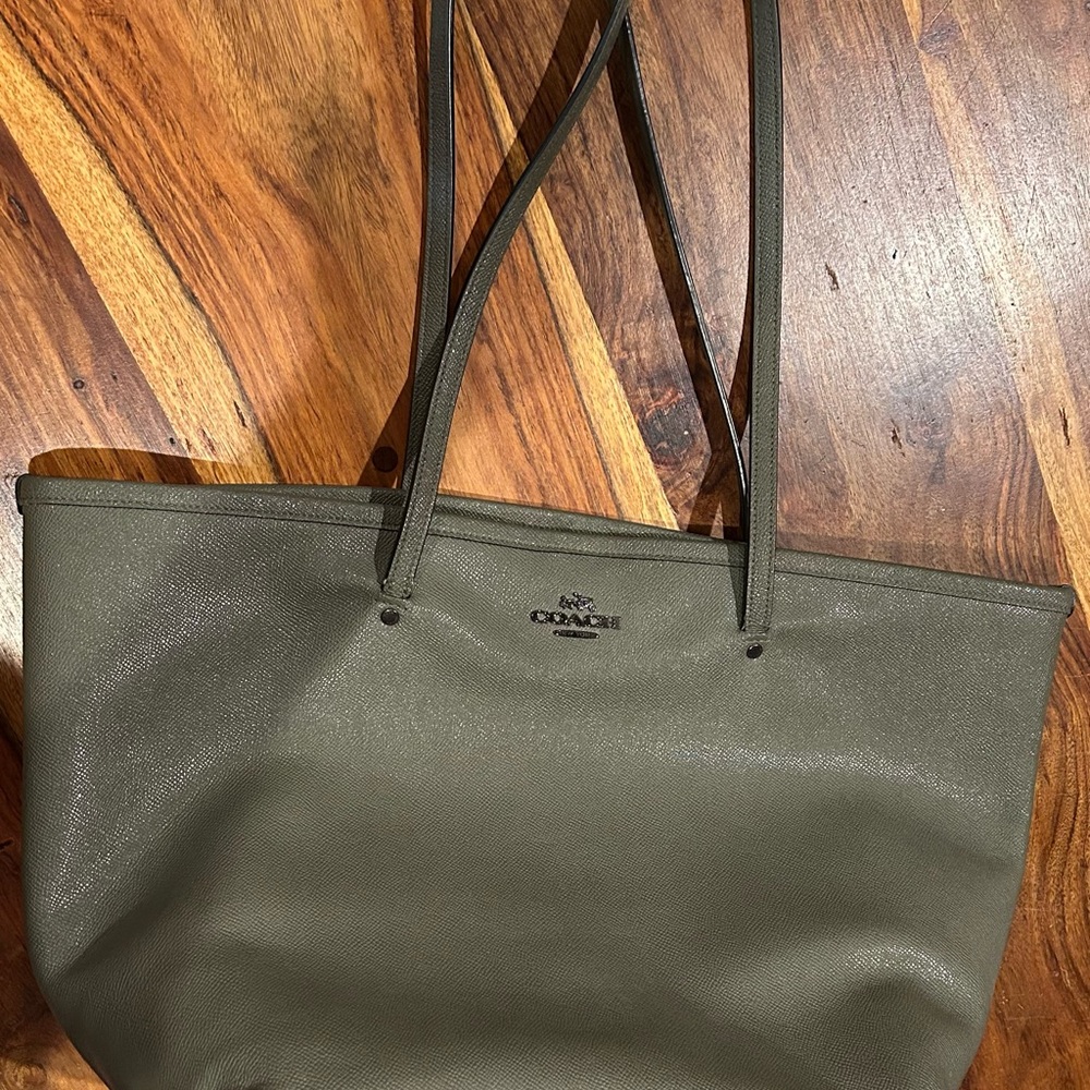 Coach Olive Green Leather Tote